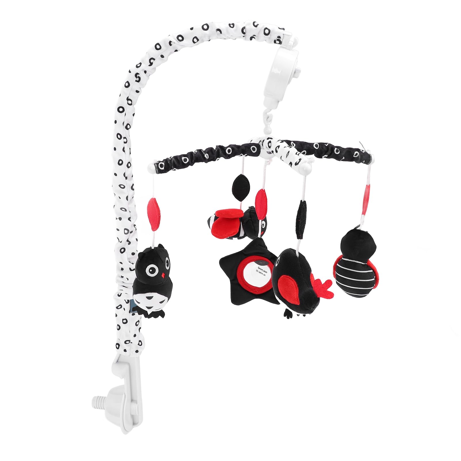 Generic Jouet Mobile pour Berceau de bébé, Peluche Douce à Contraste élevé, Noir et Rouge, Design Engageant, avec Boîte à Musique pour Nourrissons (Animal)