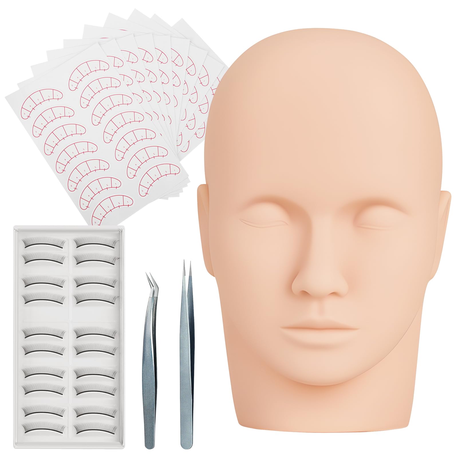 TwoWin Wimpernverlängerungs Set, Eyelash Extension Kit, Professionelle Wimpern Mannequin Kopf Set, Wimpern Extensions Set, Wimpernverlängerung Starterset