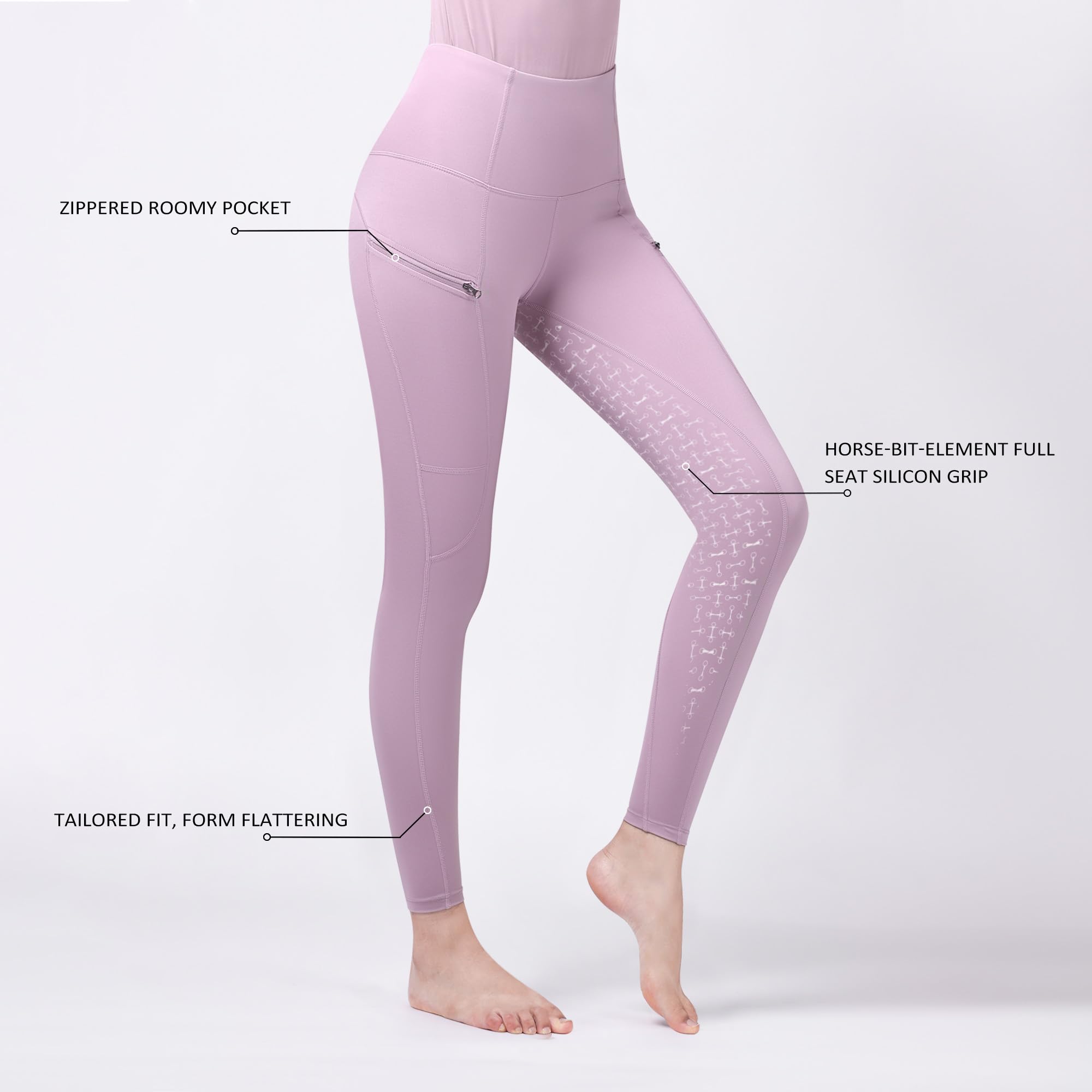 Harrison Howard Pantaloni da equitazione da donna con impugnatura in silicone, leggings a vita alta