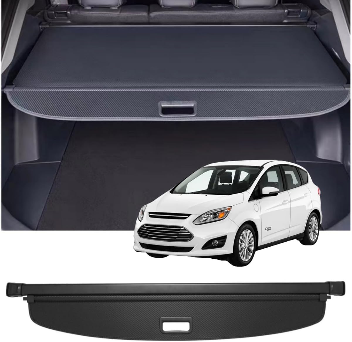 Retractable Cargo Cover Compatible with Jeep Liberty 2008-2013 Shield Security Shade Privacy Screen Tonneau Luggage Cargo Trunk Organizers (Carbon Fiber Texture)