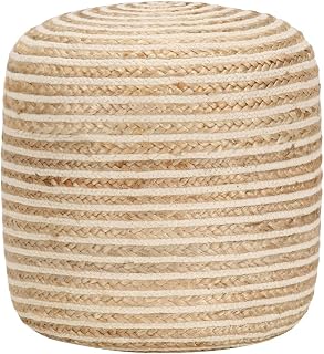 Handgefertigter Sitzpuff aus Jute 40 x 45 cm, gepolstert mit EPS-Perlen, vielseitiger Sitzhocker, Pouf und Fußbank, platzsparend für Wohn-, Schlaf- und Kinderzimmer