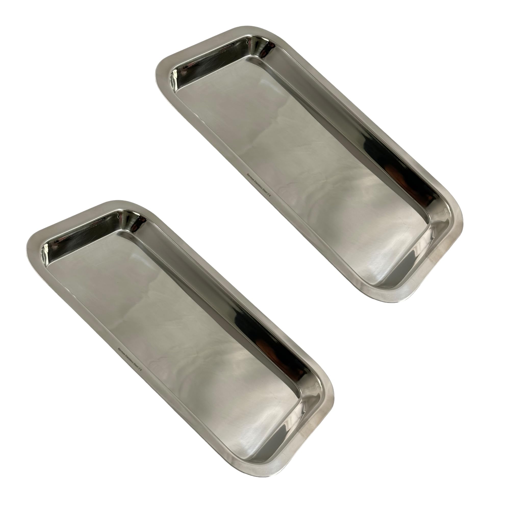 Set of 2 Instrument Procedure Tray Hand Instruments Dental Organization Plate - German Stainless Steel