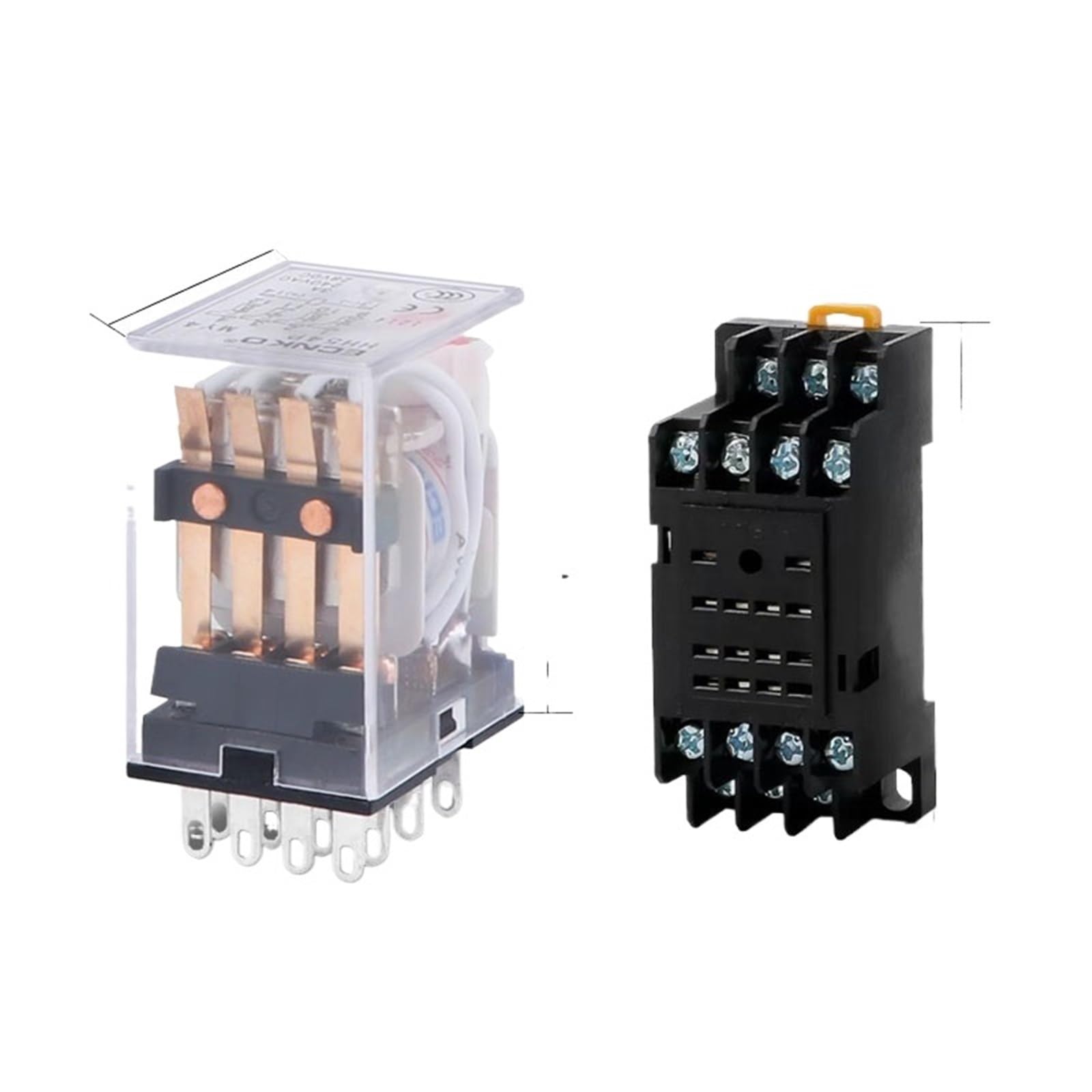 Relé HH54P bobina General Micro Mini interruptor de relé electromagnético con base de enchufe LED AC 110V 220V DC12V 24V 36V(AC (5Pcs),12V With Base)