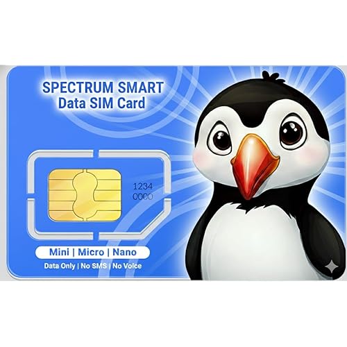 Spectrum Smart Data Only SIM Card - on ATT, T-Mobile, Verizon Networks for Security Cameras, Hunting Cameras, WiFi Hotspots - No Voice, No SMS