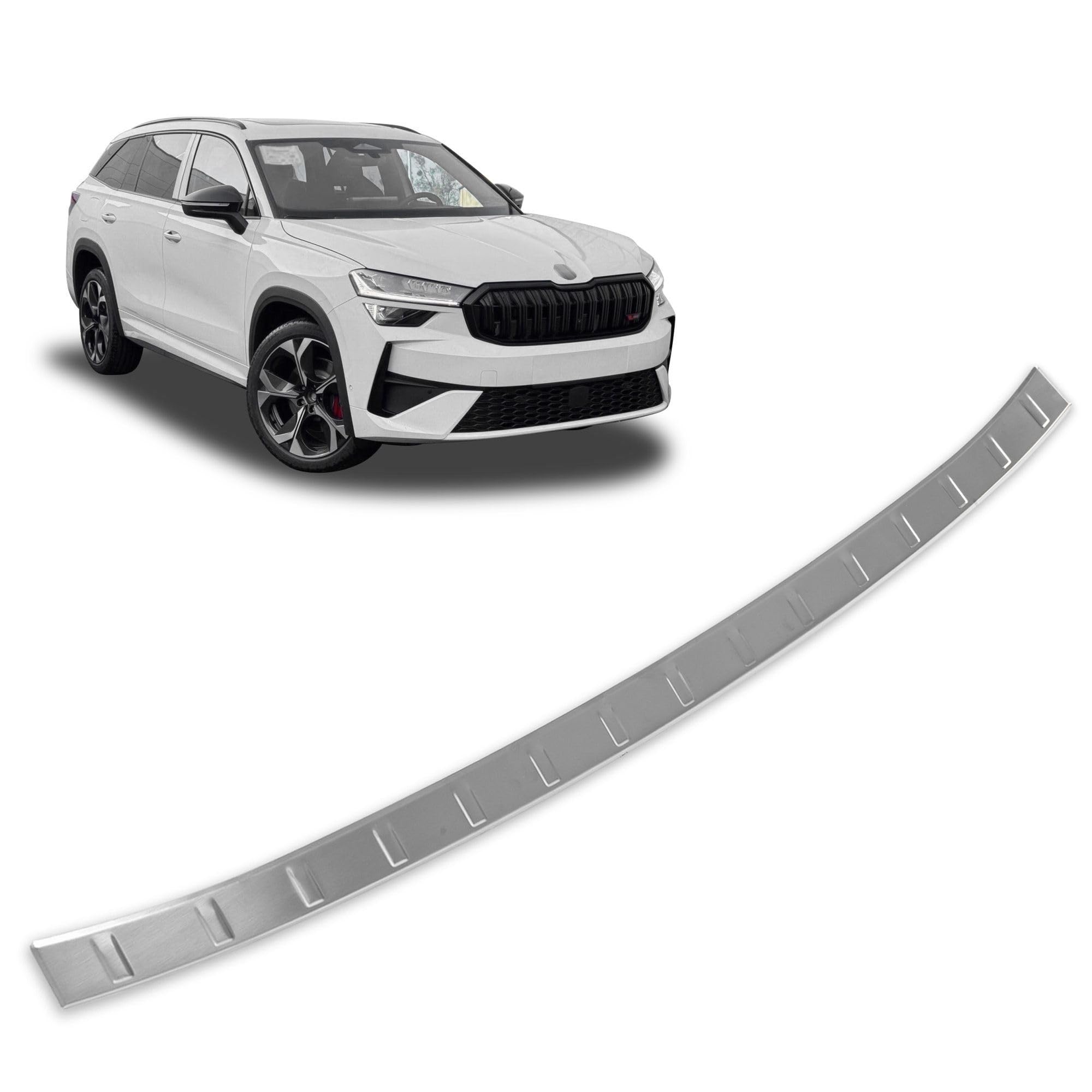CHROMEMASTER | Protezione Paraurti Posteriore Compatibile con Skoda Kodiaq 2024+ ; Acciaio inossidabile, Spazzolato, Argento; Protezione Paraurti Protegge la Vernice dai Graffi