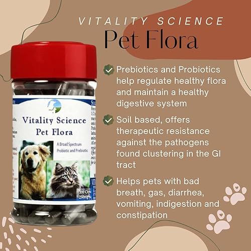 Miniatura 7 de Vitality Science Probiótico para mascotas para gatos y perros  Flora de mascotas - Ideal para diarrea, vómitos, gases, condiciones de la piel - Sin