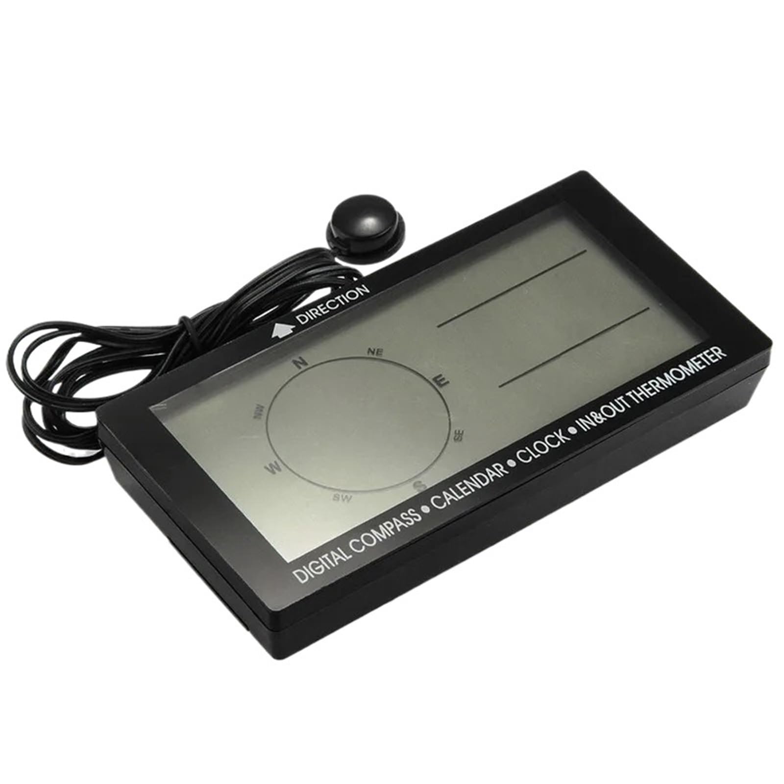 Termómetro Digital 5 en 1 para coche, brújula con retroiluminación azul, medidor de temperatura interior y exterior, calendario