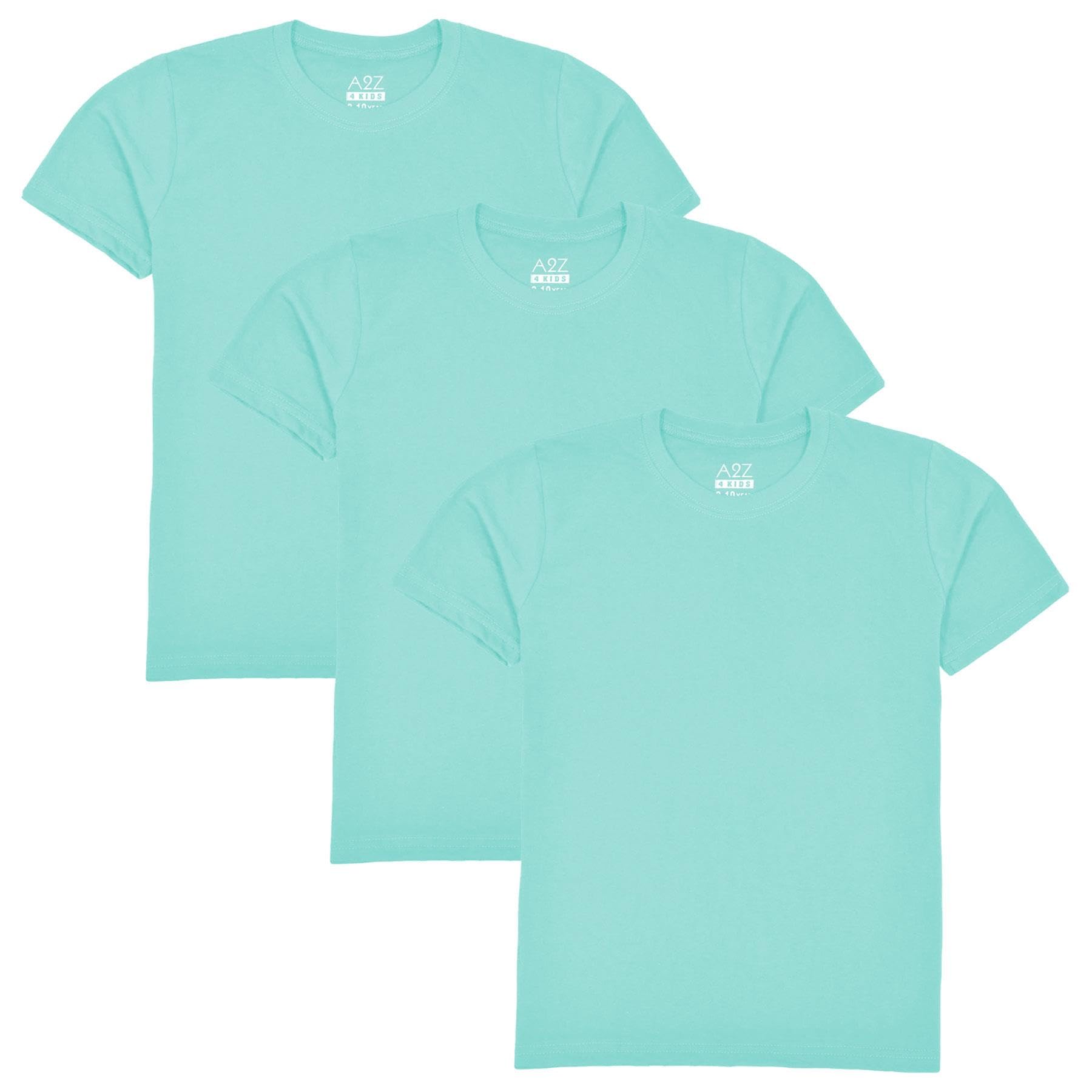 A2z 4 Kids Unisex Kids Aqua Pack Of 3 Plain - T Shirt Pl 3 Pack 13