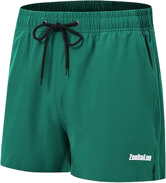 ZONBAILON Mens Swim Shorts Drawstring Mesh Lining Board Shorts Quick Dry with Pockets