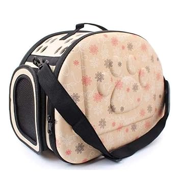 DOGTOWN Portable Foldable Pet Carry Bag Travel Shoulder Puppy Cat Outdoor Puppy Airline Pet Carrier Carrier Soft EVA Breathable Handbag (17 x 13 Inches) (Beige (Cream))