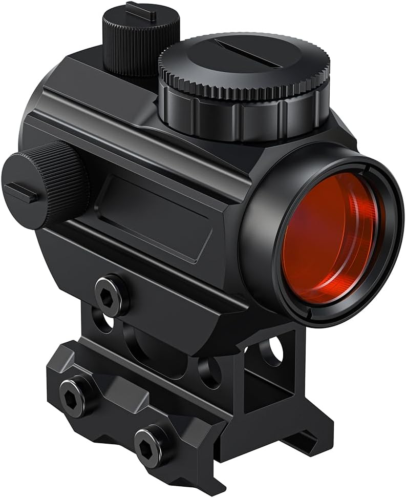 Red Dot Sight for Rifle - 2 MOA Dot Optic Long Gun Scope Sight with Picatinny Riser Mount & Absolute Co Witness & Adjustable Brightness & Shockproof & Fog-Proof #VHD-02