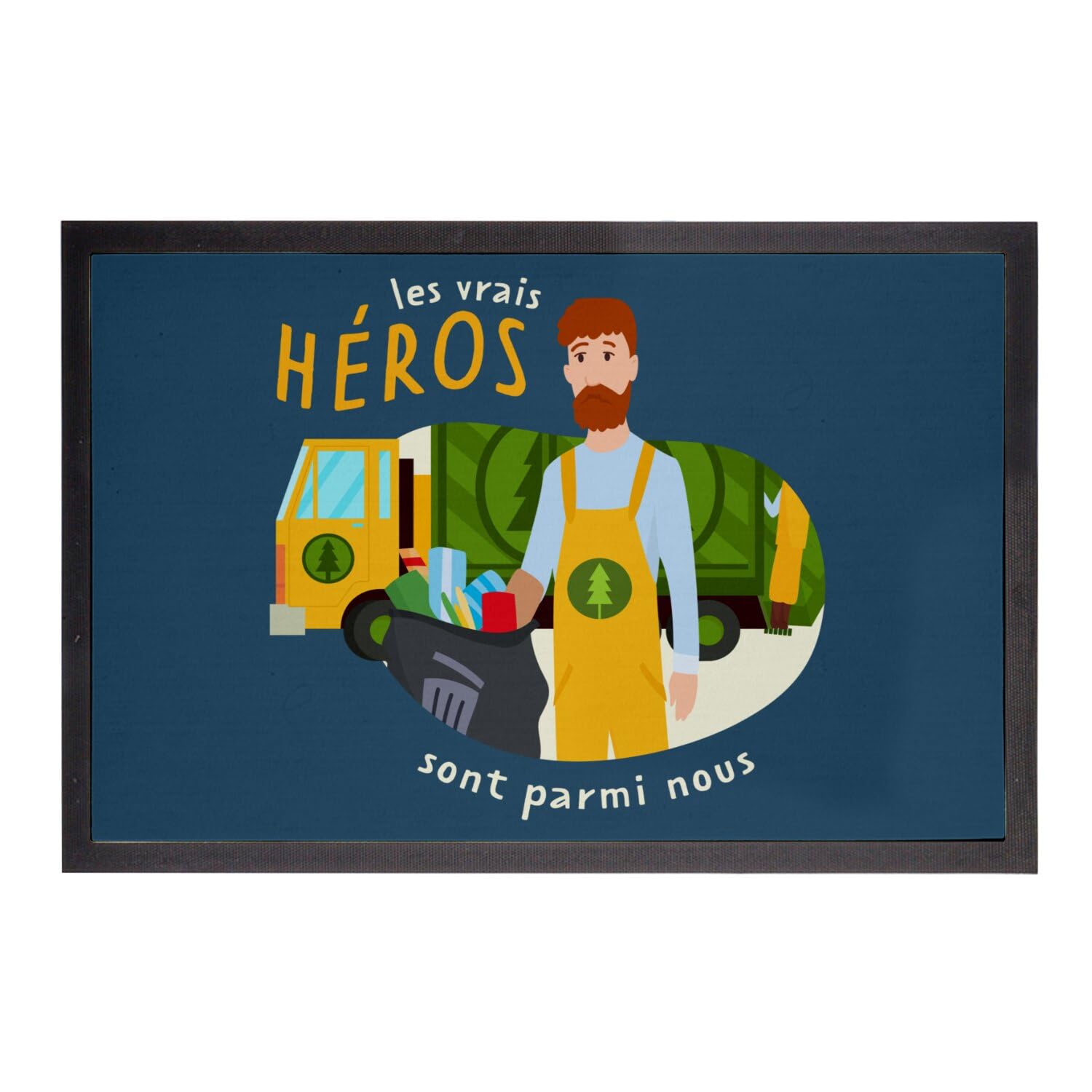 Paillasson Bleu Les Vrais Héros Eboueur Idée Cadeau Tapis Original