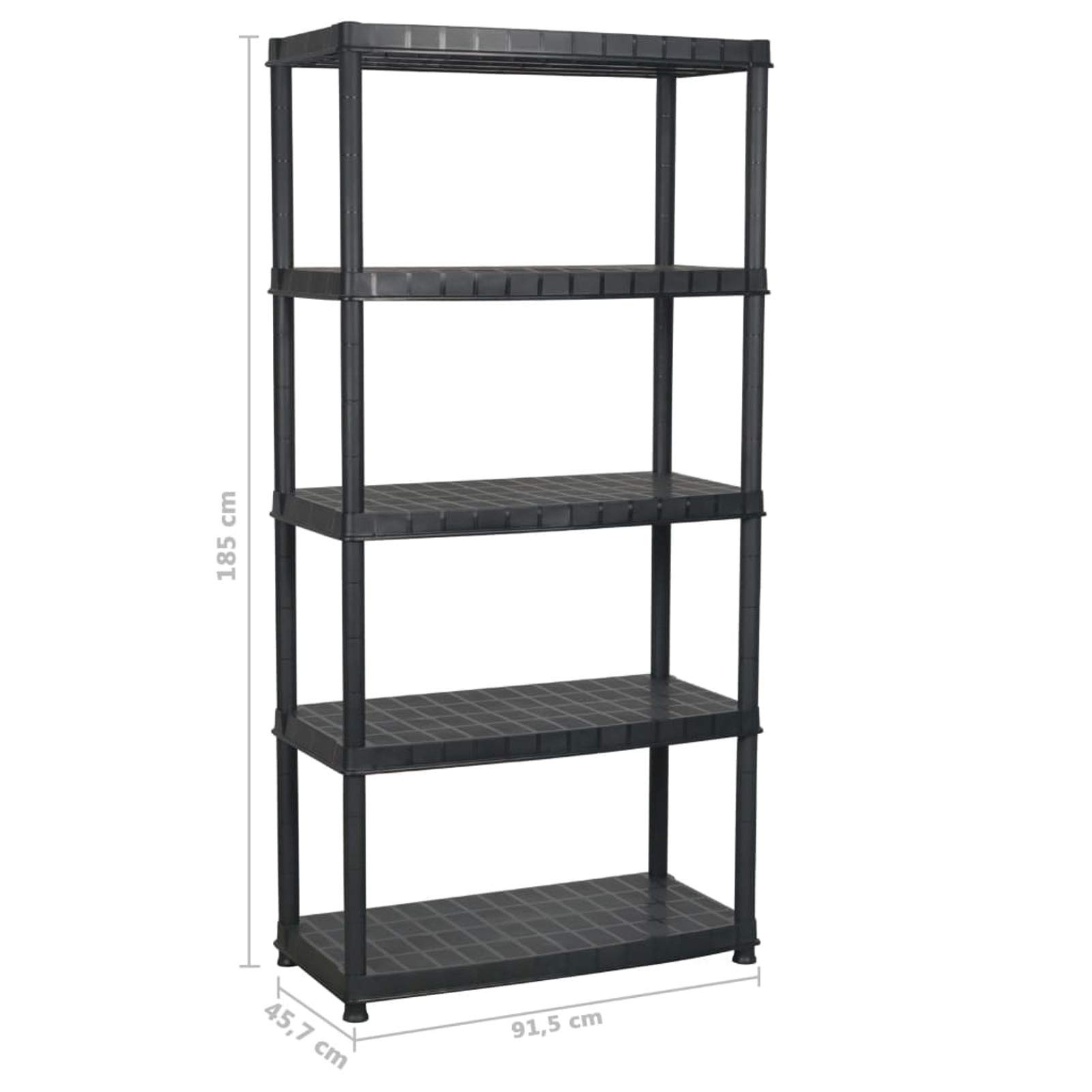 Scaffale versatile a 5 ripiani in plastica resistente, nero, 91,5 x 45,7 x 185 cm, ideale per casa, ufficio, garage e cantina, design modulare robusto