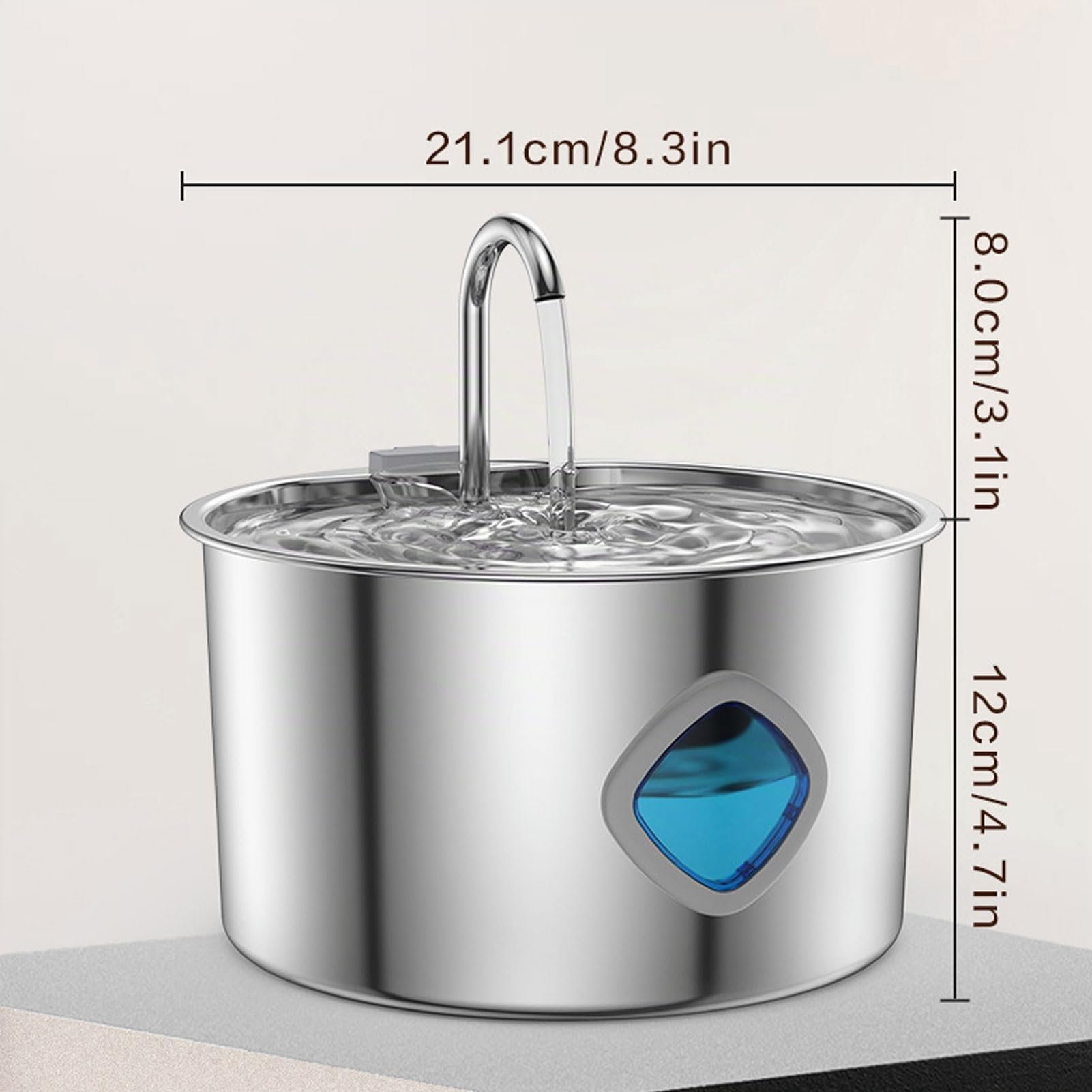 Cat Vitalis Fuente De Agua para Gatos, Fuente De Agua Gatos, 3.2L Acero Inoxidable, Automática Y Silenciosa De Gran (1PC Filtro de algodón)