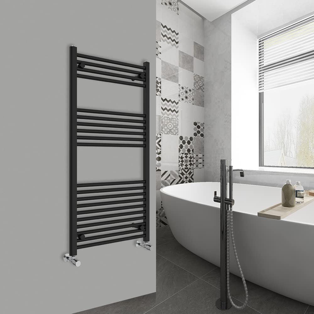 Warmehaus Black Straight Bathroom Heated Towel Rail Ladder Radiator 1200X600mm