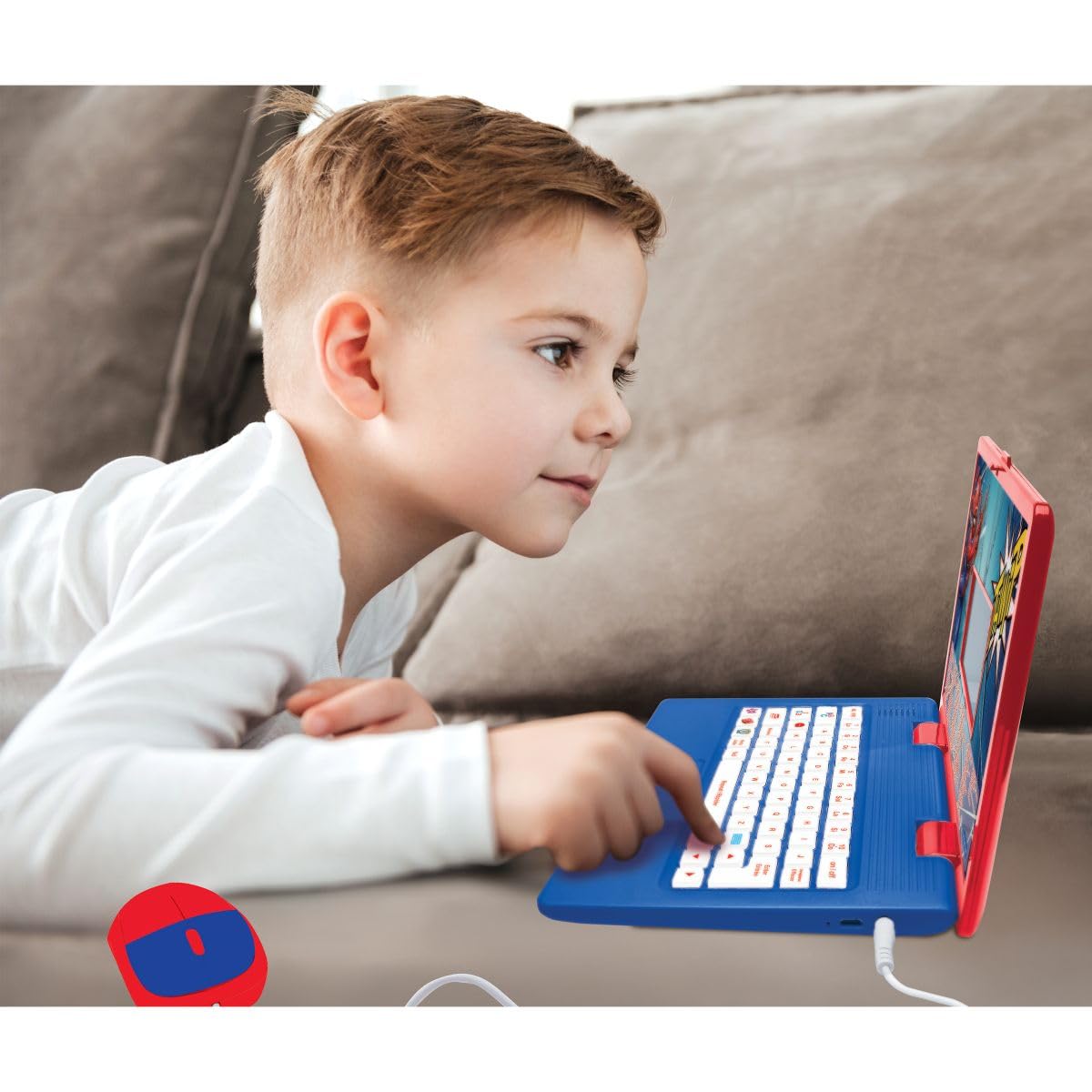 Lexibook, Spiderman, dwujęzyczny holenderski i francuski komputer edukacyjny, 164 aktywności, matematyka, gry logiczne, tryb muzyczny, ekran LCD, design Spiderman, czerwony/niebieski, JC601SPi10LXB