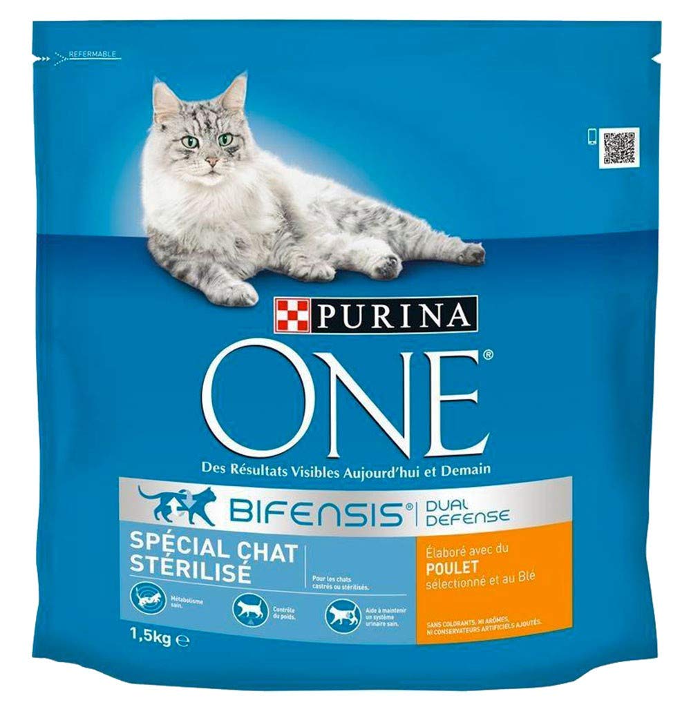 PURINA One Bifensis Gato Esterilizado | Croquetas de Pollo para Gatos Adultos | Bolsa de 1,5 kg | Juego de 6
