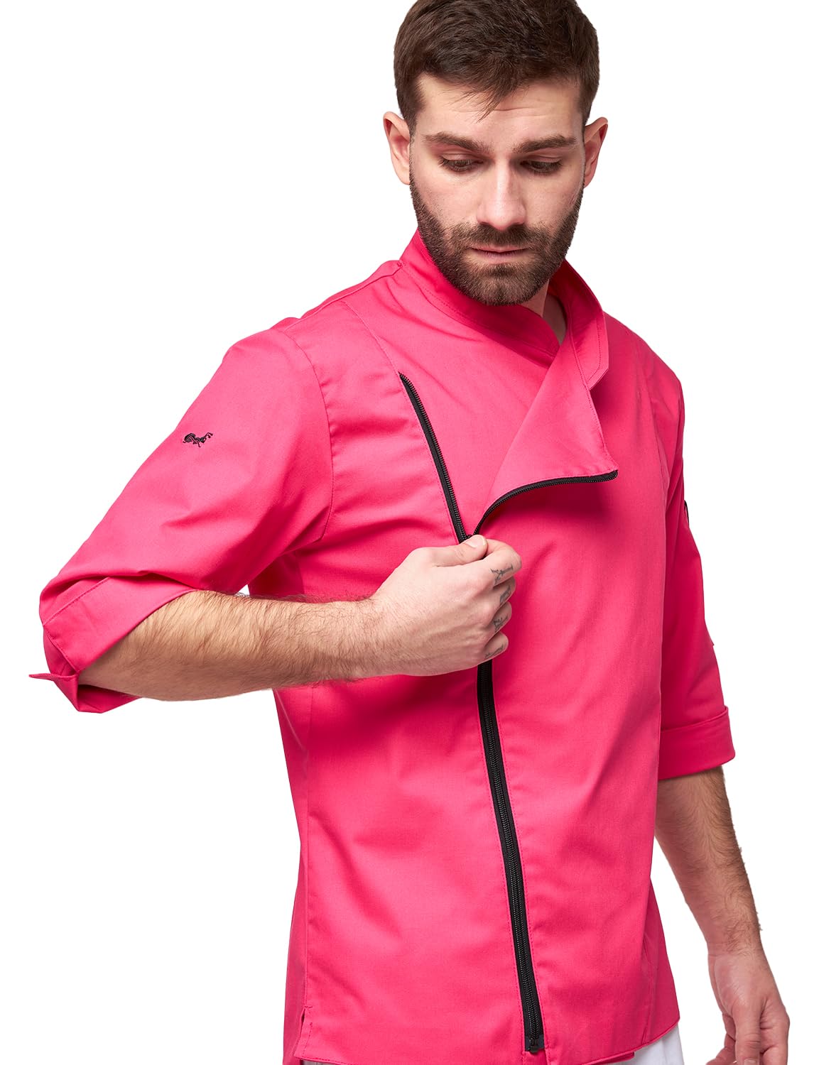 strongAnt Giacca da Cuoco da Uomo Manica Corta a 3/4 con Zip Elasticizzata Divisa da Cuoco Professionale