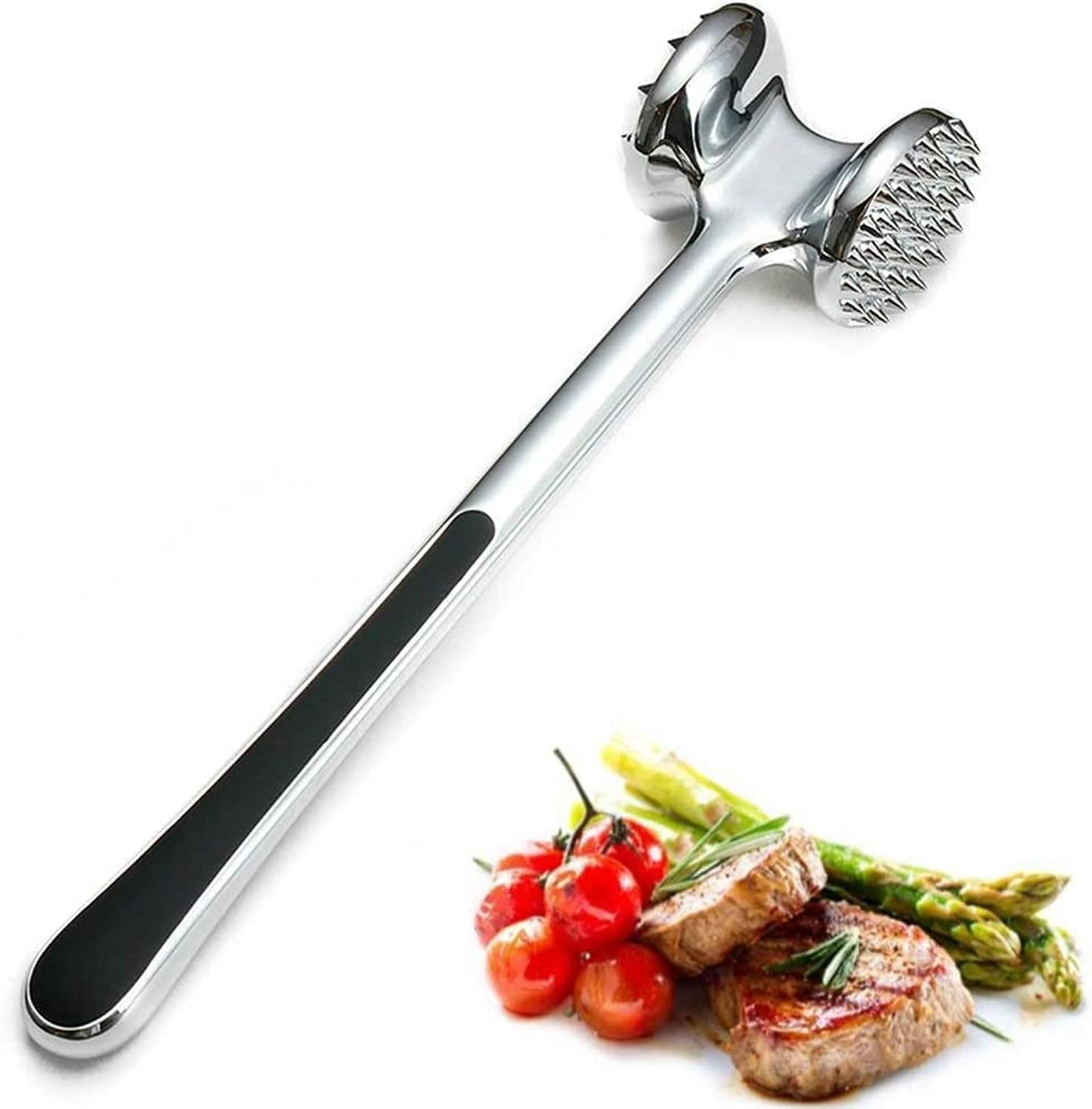 Double Sided Meat Tenderizer Hammer Heavy Duty Meat Mallet Tenderizer Kitchen Tool, Soft Grip Handle Pounder for Kitchen Tenderizing Steak Beef Poultry Fish