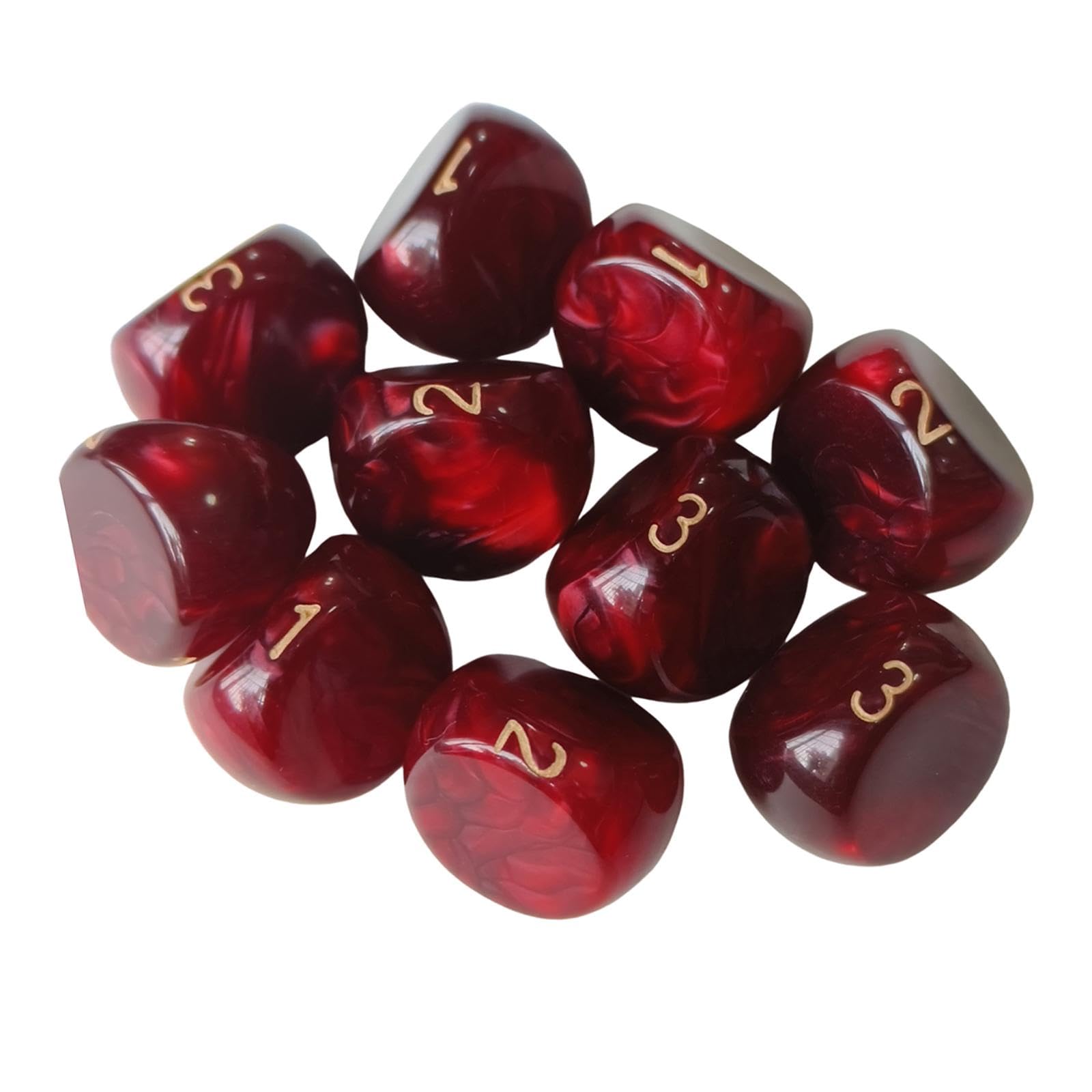 Set di 10 Dadi, Dadi da Gioco a 3 Facce, Giocattoli per l'intrattenimento, Articoli per Feste, Dadi in Acrilico per KTV, Giochi da Tavolo, Bar per, Rosso