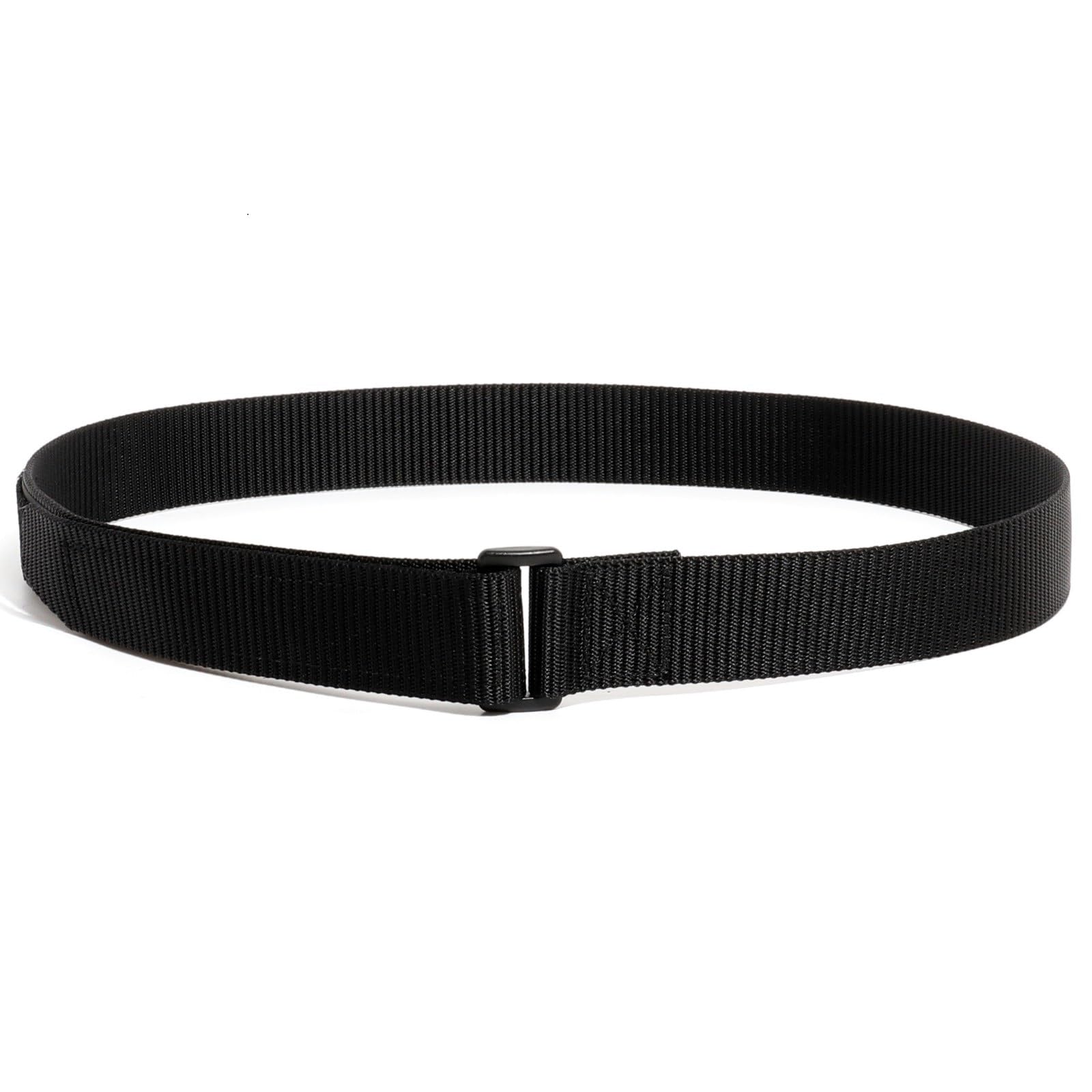 TACNEX Cinturón de nailon antiarañazos de 1 3/8 pulgadas, sin hebilla de metal, con cierre de , aprobado por la TSA para el trabajo, viajes, mecánico, conductor, Bucle de polímero negro, Medium
