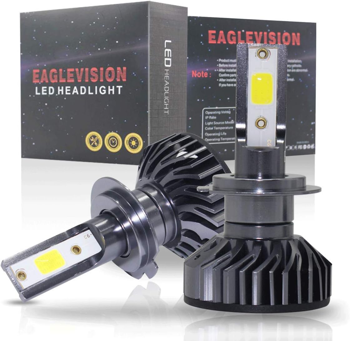 H7 LED Headlight Bulbs 120W 18000LM 6500K White COB Chips Car LED Headlight Kit Bulbs Super Bright Waterproof IP65 Headlamp 2 Pack Tomotogogo