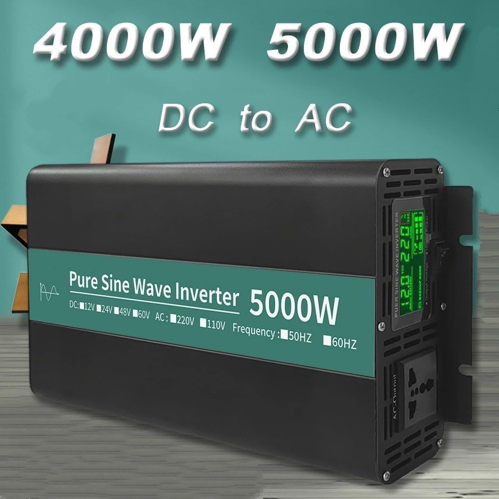 Convertitore Power Inverter Presa Europa 4000W 500W Inverter A Onda Sinusoidale Pura 12V 24V 48V DC A AC 110V 220V Tensione Convertitore Auto Portatile Inverter LED Solare(48V,110V 60Hz,5000W)