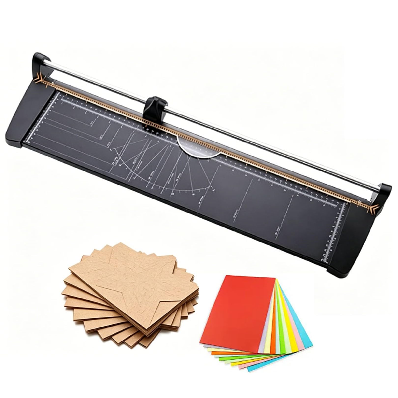 Massicot manuel robuste avec base en métal, coupe 10 feuilles/précision de 1 mm, pour papier cartonné, photos, papier kraft