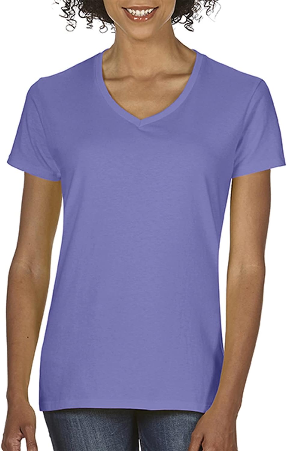 Comfort Colors Women's Short Sleeve Tee, Style 3333 (Lilac V-Neck, 2X ...