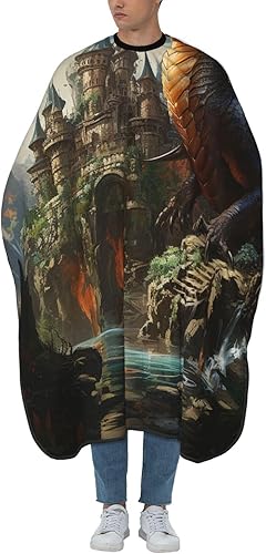 Dragon and Castle Medieval Magic colorful Barber Cape for Men Professional Hairdressing Cutting Salon Cape Hair Styling Cape