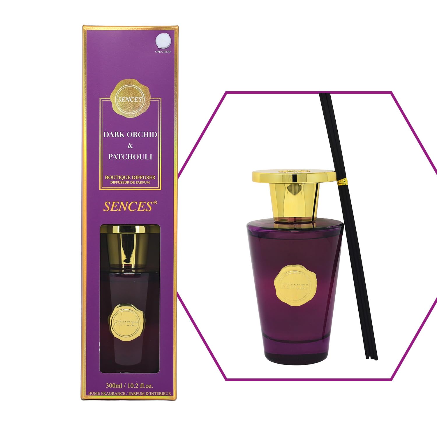 Baltus Purple Reed Diffuser 300Ml Dark Orchid & Patchouli Air Freshener Aroma Fragrance