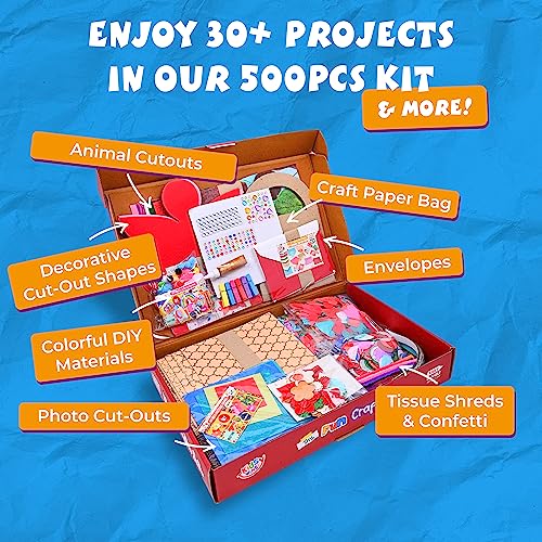 Art And Crafts For Kids- 500Pcs Diy Pre-Cut & Pre-Shaped Crafting Supplies - Multi-Color Animals & Flowers Kids Art And Crafts Card Making Supplies - All-In-One Craftize Craft Kit By Kidsy Winsy #TOP3