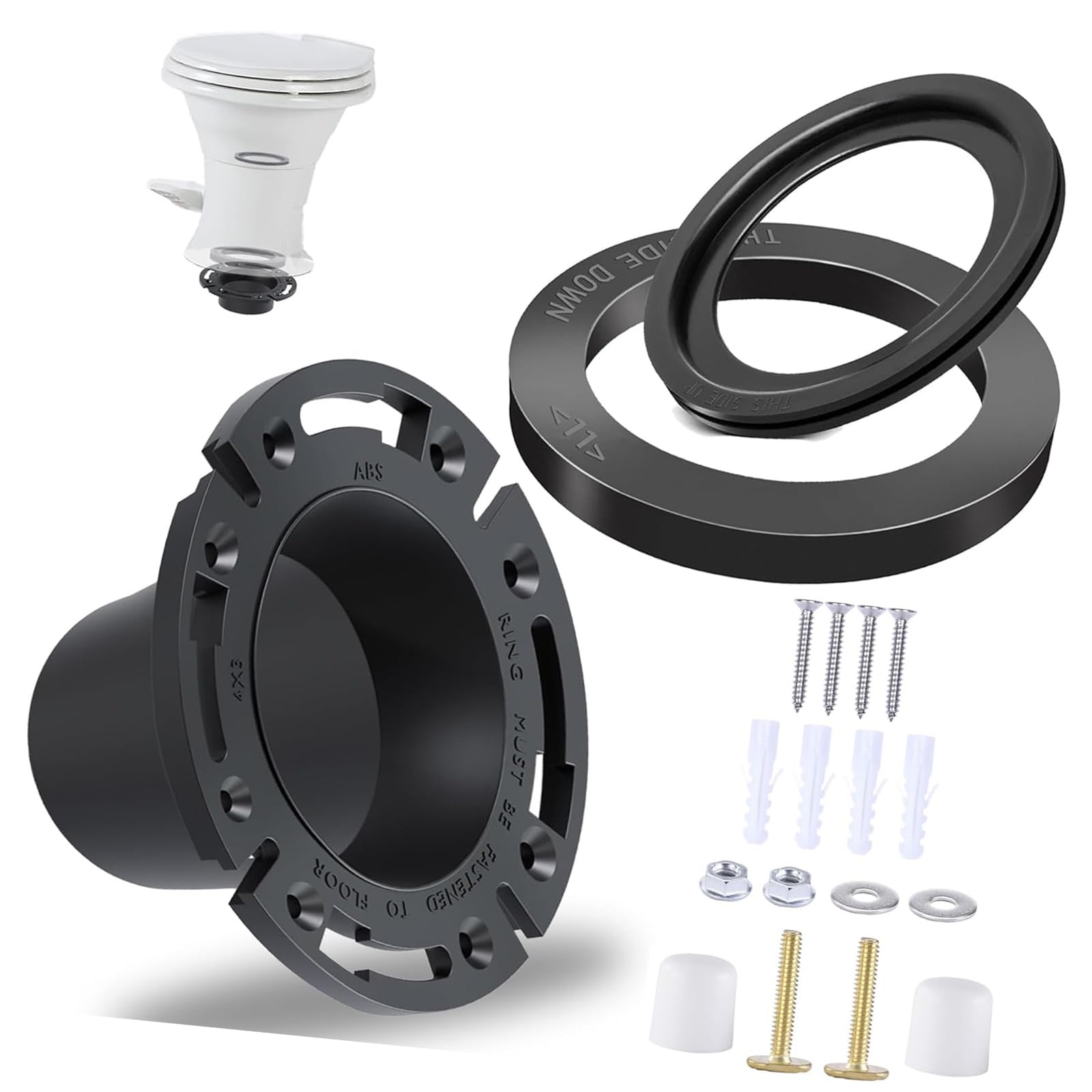 Jazuaiao Vehicle Toilet Seal with ABS Flange Rubber Gaskets for Leak Easy Install Fits Types Unit with Attachments