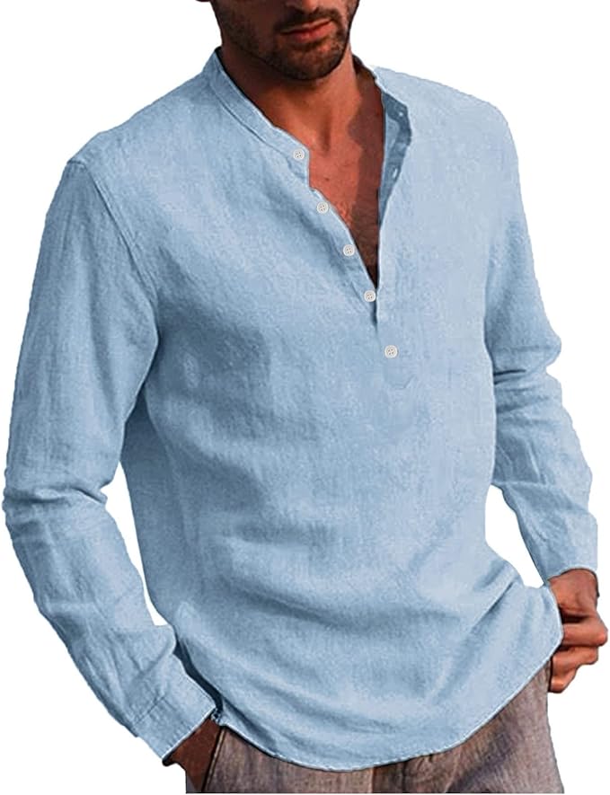 Amazon Co Jp リネンシャツ メンズ 白 メンズ Tシャツ 夏服 Kuisogan Shirt For Men シャツ メンズ 格子柄 半袖 ボタン シャツ 綿麻ポケット 夏服 七分袖 薄手 トップス カットソー 上着 カジュアル スポーツ 開襟シャツ 通気快適 カジュアル L C2 ライトブルー 服