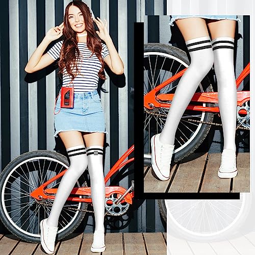Panitay 10 Pairs Over Knee Thigh High Socks Striped Thigh High Stocking for Women Boot Sock Leg Warmer Socks for Daily Wear Cosplay2