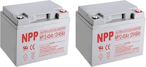 NPP Batería recargable NP12-45Ah (T14, 2 terminales de botón) Batería recargable de 12 V 45 Ah Reemplazo de 12 voltios 33 AH 34 AH 36 AH en serie