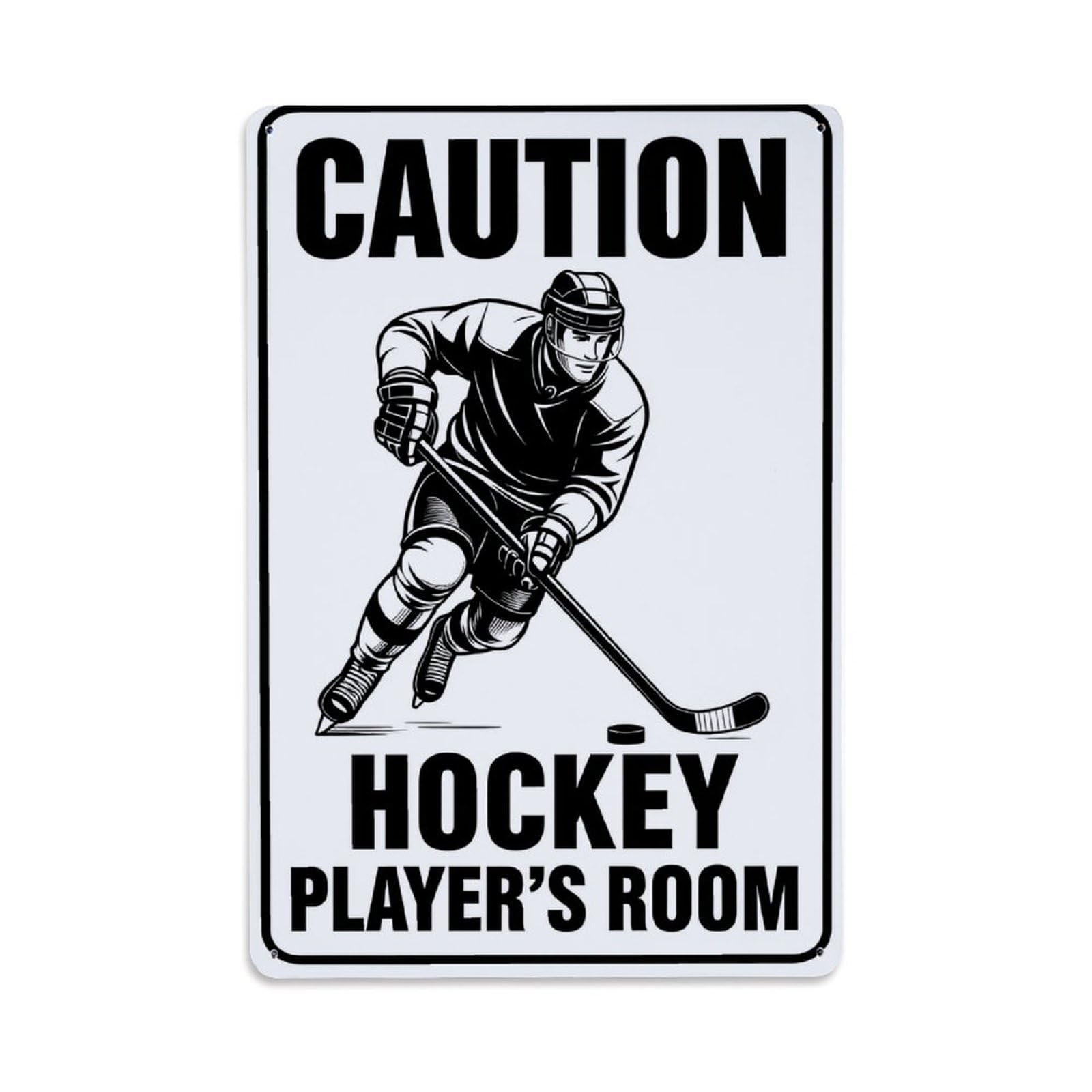 Jdyaojiesheng Vintage Hockey Player In Action Pose Tin Sign Retro Metal Wall Decor Metal Poster, Home Bar Garage Farmhouse Cafe Wall Art Decoration 8X12inches