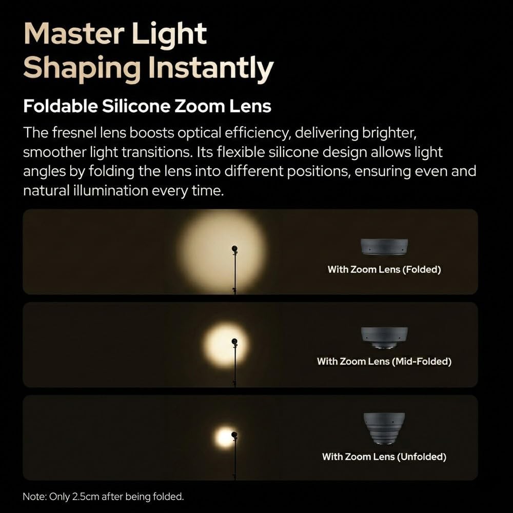 Godox FL15Bi Lampe Vidéo LED de Poche, Éclairage Photographique Bicolore 2800K-6500K avec Lentille Zoom Pliable, 11 Effets FX, Coupe-Flux Magnétique, Étanche IP54, Batterie 4750mAh pour Studio