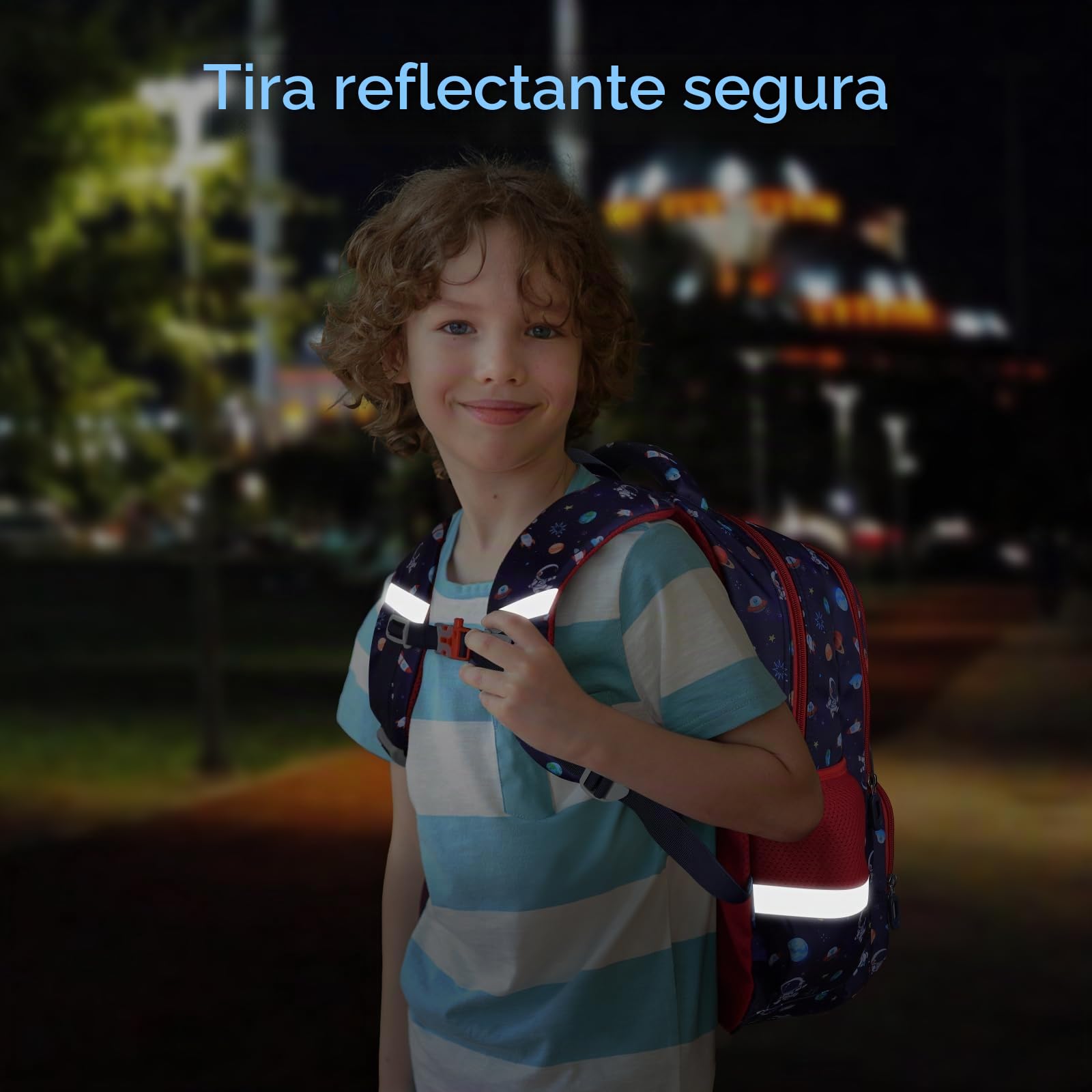 decalsweet Mochila Escolar Niño con Correa de Pecho, Mochila Infantil con Rayas Reflectantes, Gran Capacidad Mochila Niño, Mochila Escolar Adolescente para la Escuela y los Viajes (Astronautas)