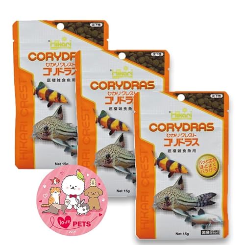 キョーリン ひかり クレスト コリドラス 15g×3個セット 餌 エサ ボタン型 沈下性 底棲雑食魚用 フード 02-49H JOTYオリジナルステッカー付き