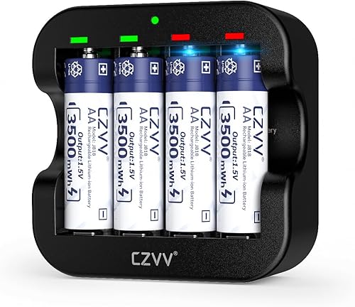 Miniatura 14 de Baterías recargables AA de litio de 1.5 V, paquete de 8 unidades de gran capacidad de 3500 mWh, doble A compatible con detección de batería baja