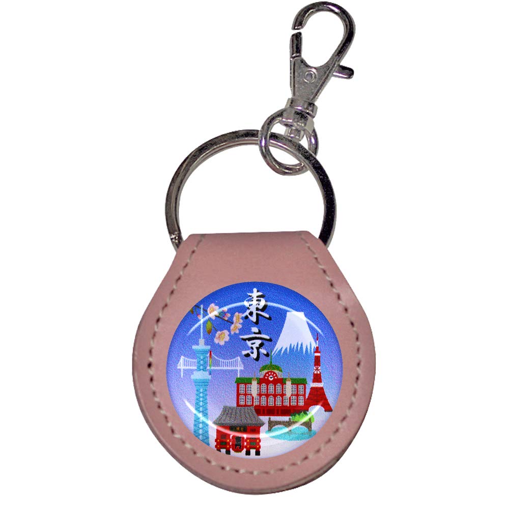 Amazon | 東京 東京土産 スカイツリー 雷門 東京タワー 富士山 牛革 コインキーリング コインキーホルダー 小銭入れ 500円硬貨 ギター  ピックケース コイン型 電子マネー Edy Quicpay ピンク | HERBE | キーホルダー・チェーン