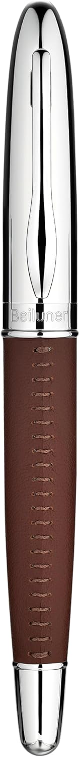 BEILUNER 318 Luxury Leather Pen, Hand-Stitched Premium Leather, Chrome-Plated Finish, Schmidt Ink Refill, Fancy Rollerball Pen Gift Set for Men & Women, Executive Writing, Nice Designer pen - Image 9