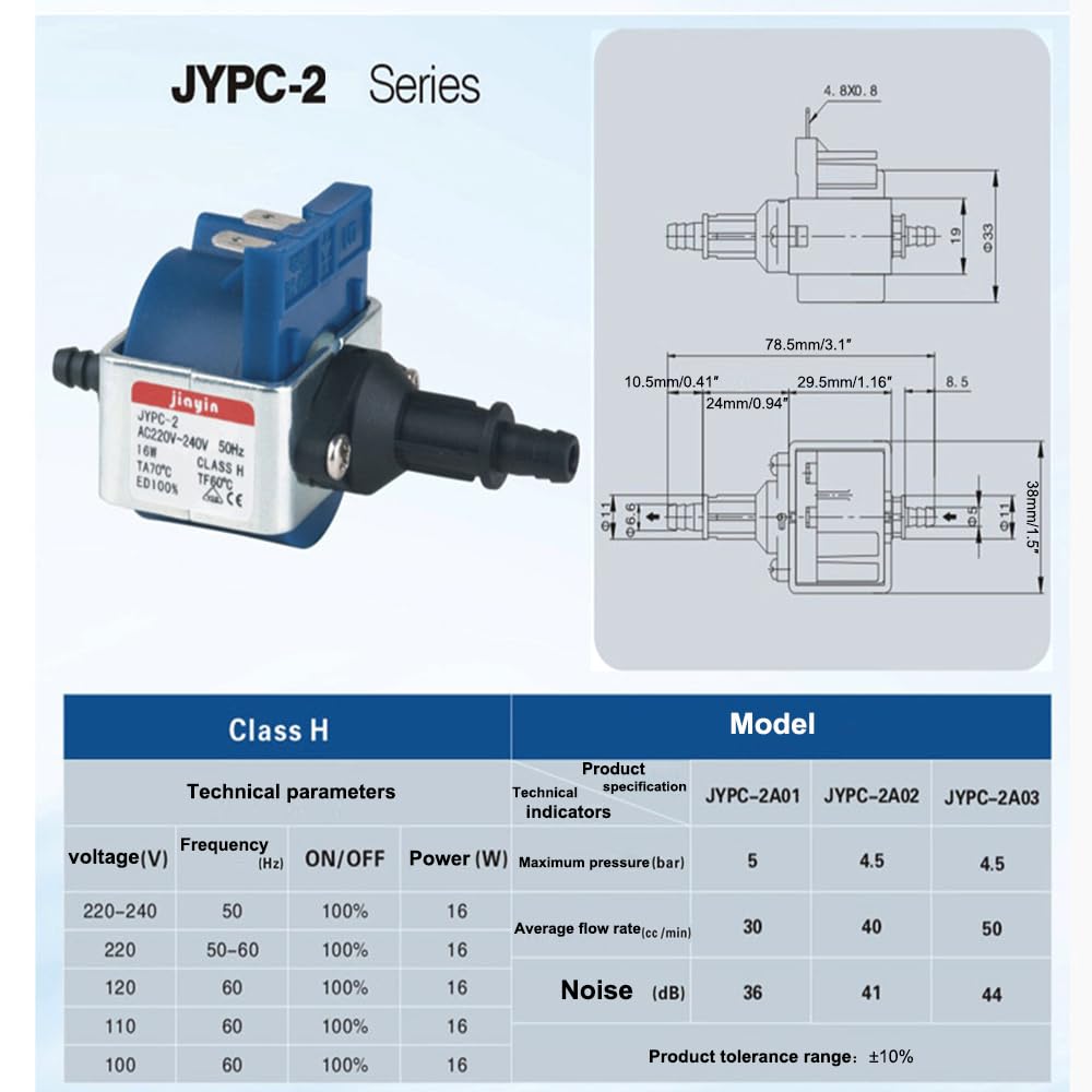 JAIYNIYADAKATA Jiayin JYPC-2 Steam Iron Mop Pump Replacement Part Water Air Solenoid Pump - 100cc/min AC 110V - AC120V 16W 60Hz for Dehumidifier/Carpet Cleaner/Steamer/Fog Machine/Electric Iron,etc