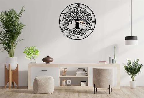 Miniatura 9 de Reloj de pared de metal Árbol de la vida, reloj de pared decorativo del árbol de la vida, reloj de pared para el hogar, regalo de inauguración de la