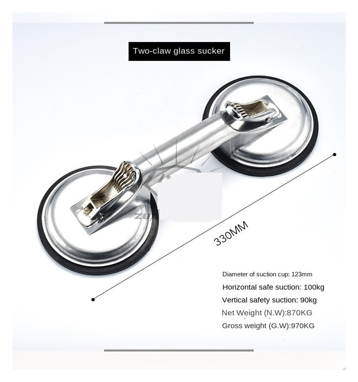 Vakuumsauger, 5“ 123 mm Vakuum-Saugnapf for Porzellanfliesen, Glasheber, Keramik-Aluminium, 150 kg, Saugnapf, Nahtsetzer, bewegliches Werkzeug(Aluminum alloy)