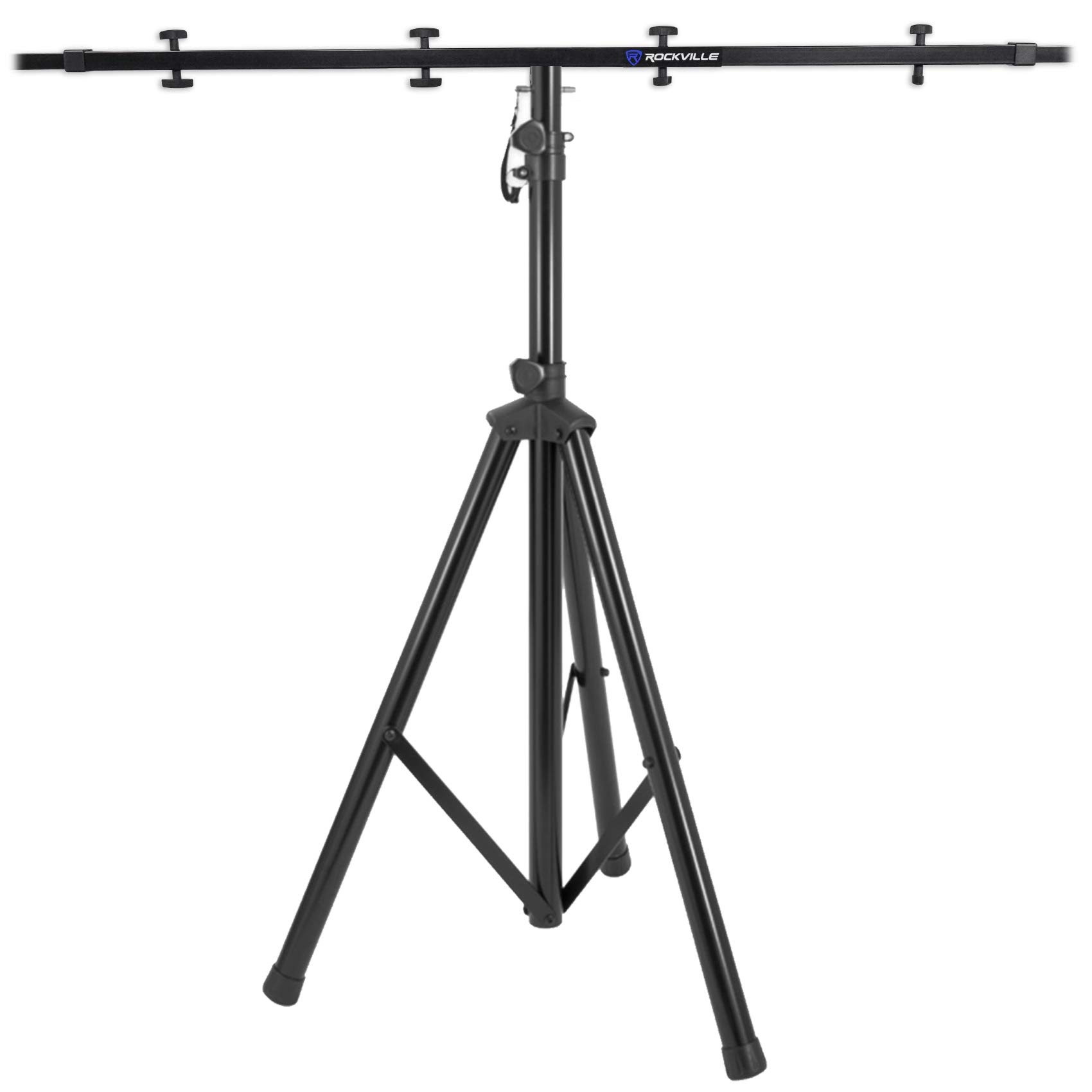 Rockville Bundle: Rockville RCS52 Universal Lighting Cross Bar Stand Adjustable Bundle with Rockville RVES05 Black Heavy Duty Tripod Pole-Mount DJ PA Speaker Stand (2 Items)