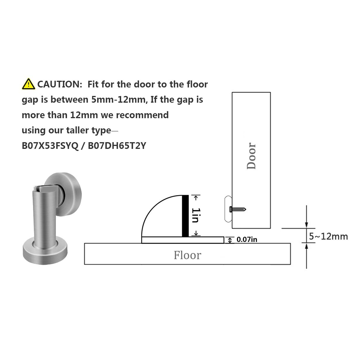 Door Stops, Door Stop with 3M Adhesive No Drilling, Brushed