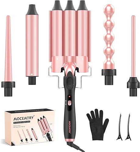 MOCEMTRY Juego de rizador de cabello profesional 5 en 1, rizador con 5 barriles intercambiables de temperatura controlada, apagado automático, MOCEMTRY Juego de rizador de cabello profesional 5 en 1, rizador con 5 barriles intercambiables de temperatura controlada, apagado automático,