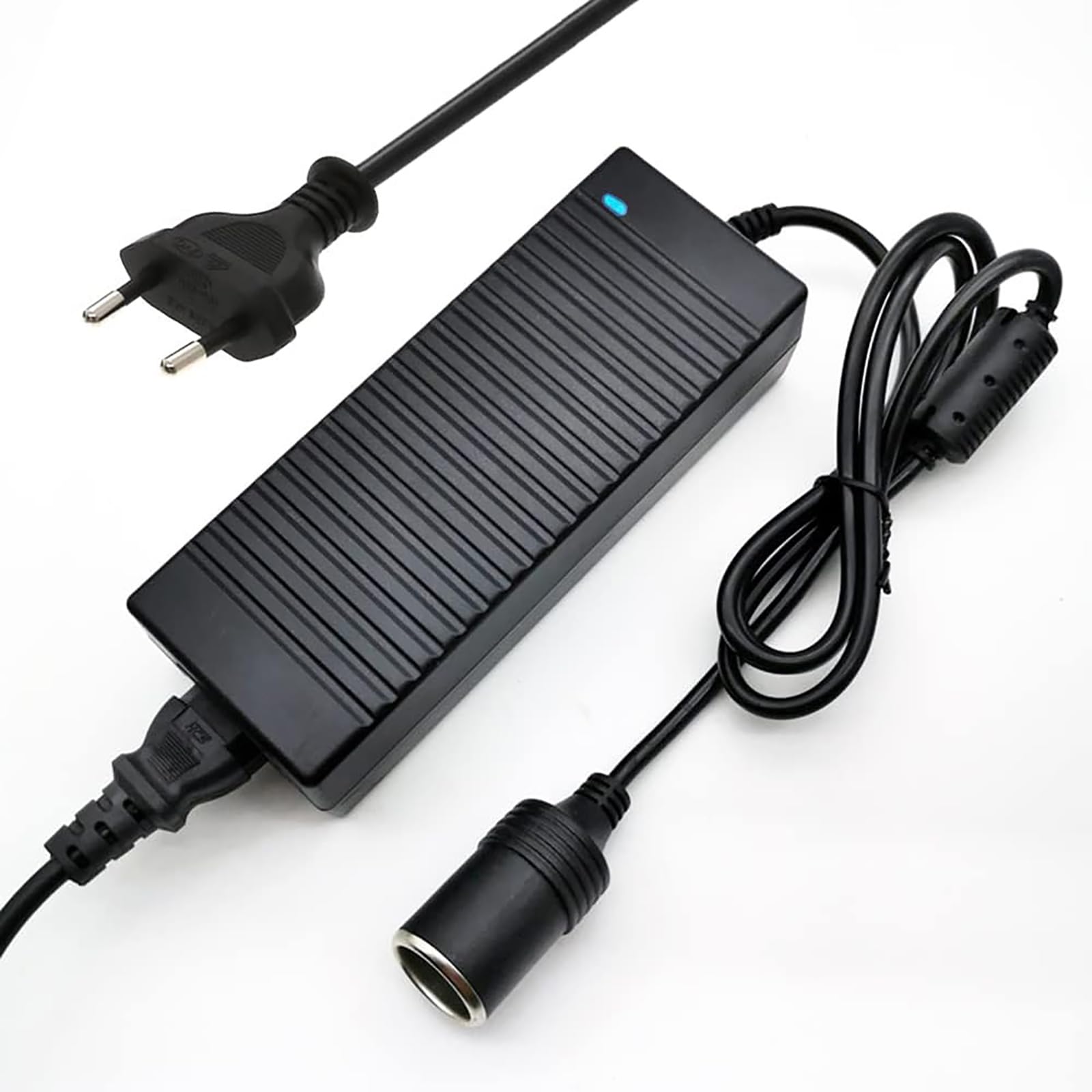 OBEST Adapter sieciowy do samochodu, przetwornica napięcia AC na DC 230 V na 12 V 10 A, 120 W, adapter do lodówki, pompowania opon, odkurzacza samochodowego